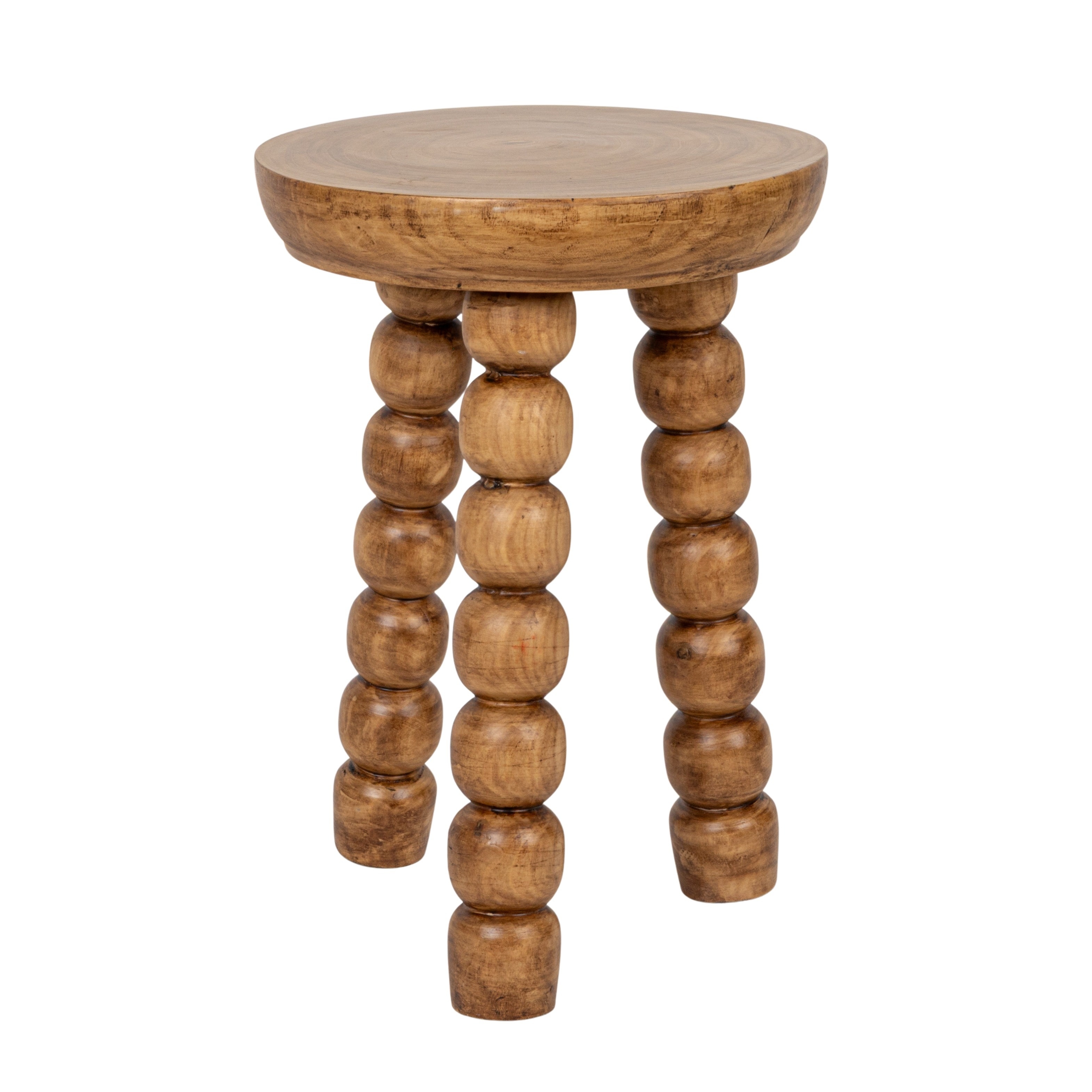 Paulownia Wood Stacked Ball Tri-Pod End Table - Image 0