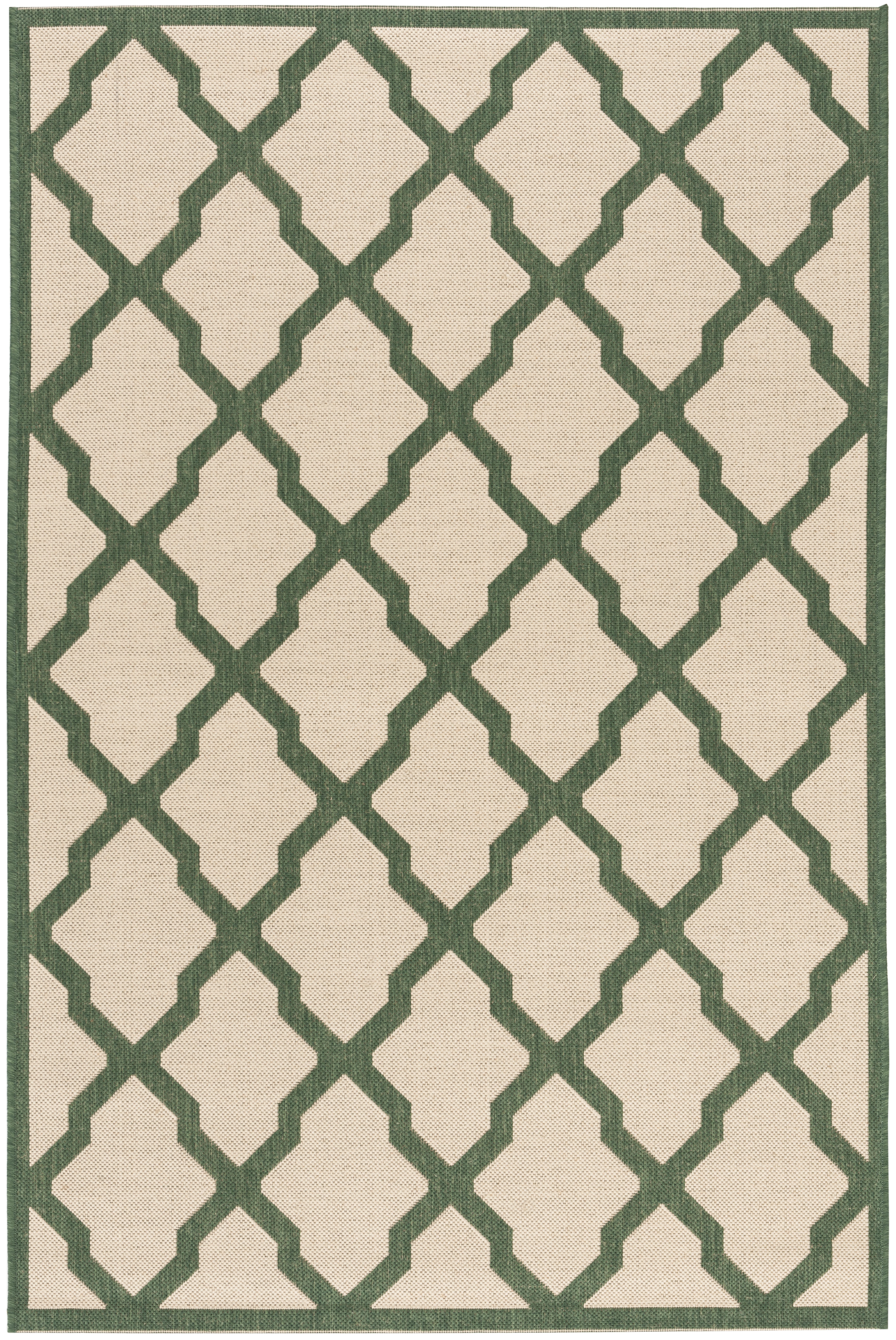 Arlo Home Indoor/Outdoor Woven Area Rug, LND122W, Cream/Green,  4' X 6' - Image 0