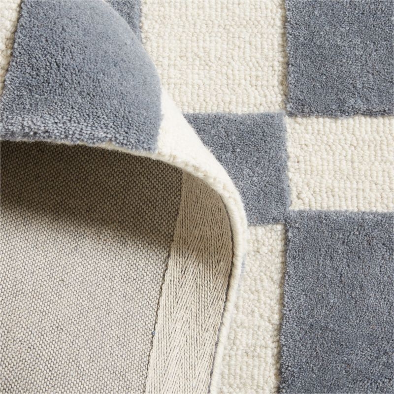 Imperfect Checkerboard Wool Smoke Blue Kids Area Rug 6'x9' - Image 1