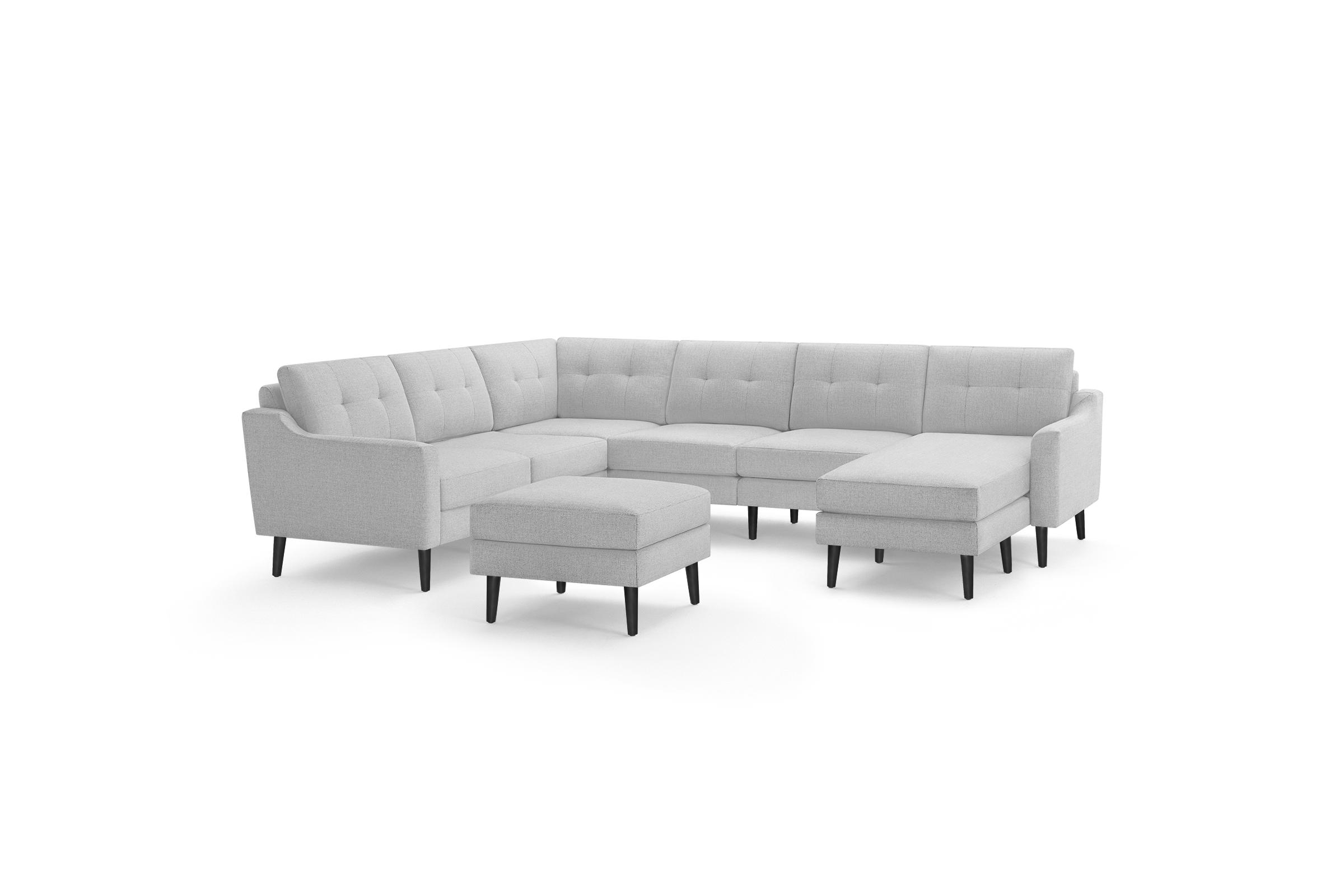 Nomad 6-Seat Corner Sectional with Chaise and Ottoman - Crushed Gravel - Performance Chenille / Ebony - Wood / Slope - Image 0