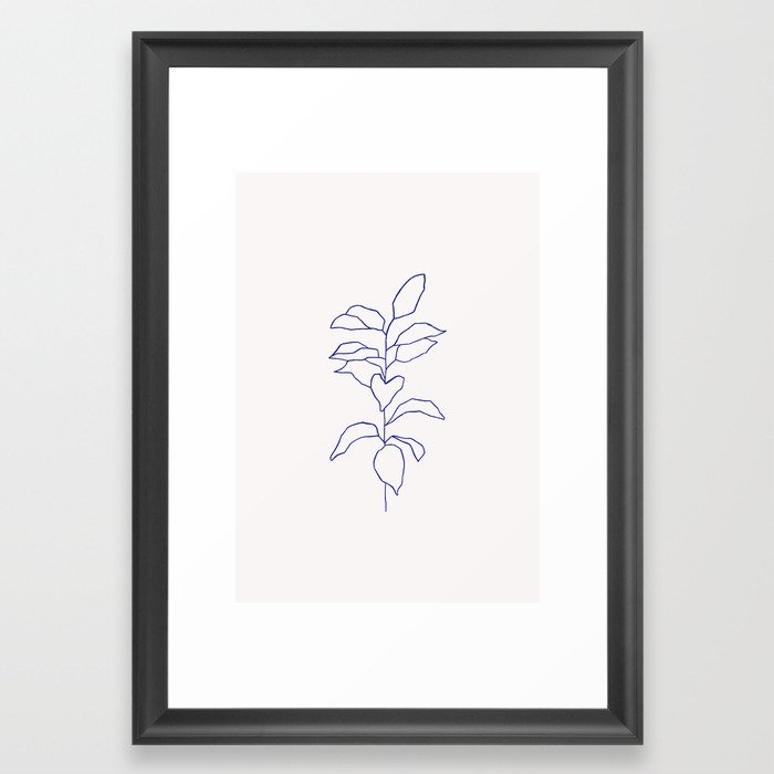 Blue Plant Painting - Ink D Framed Art Print by The Colour Study - Scoop Black - Small 13" x 19"-15x21 - Image 0