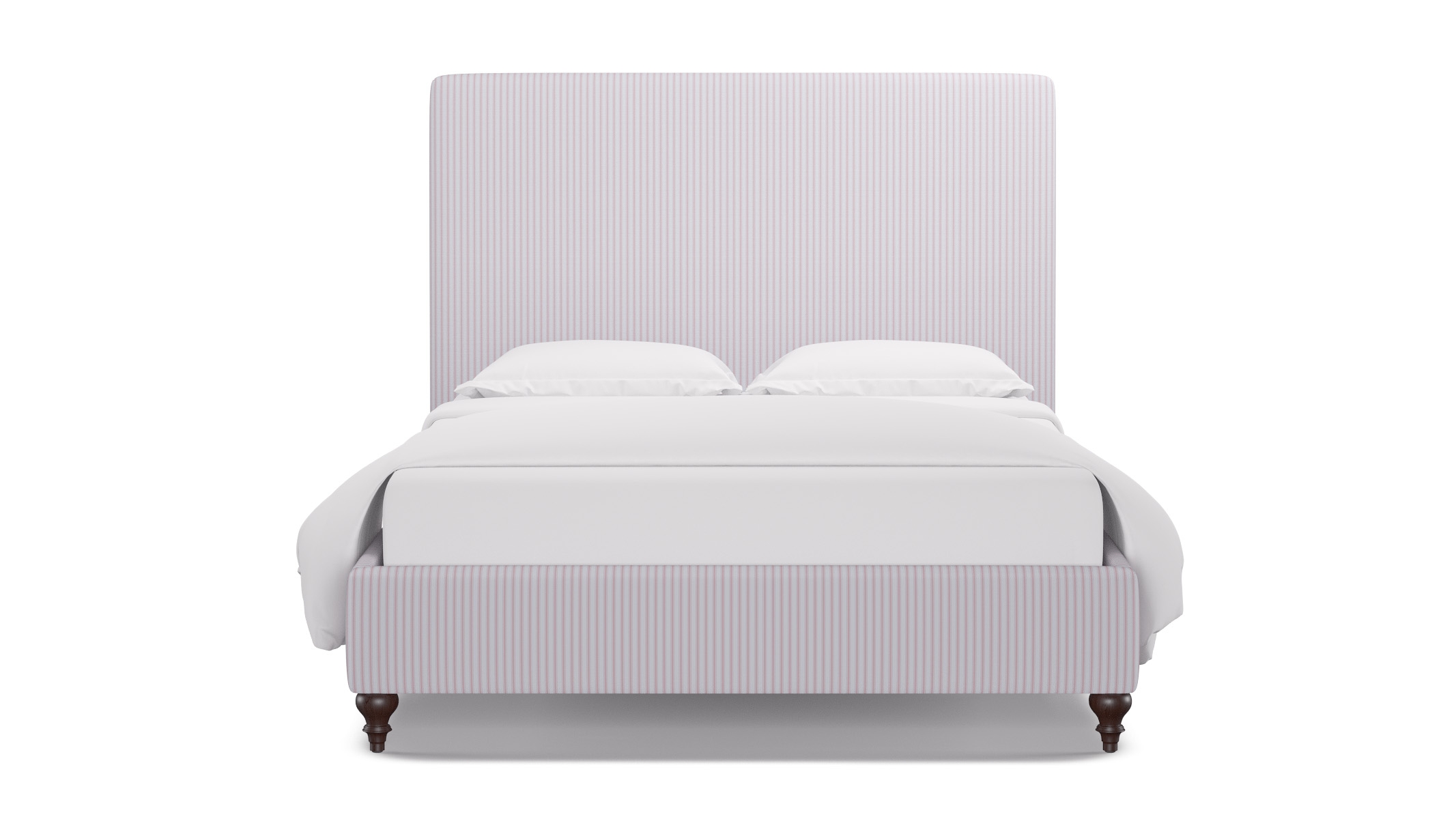 Classic Bed, Pink Classic Ticking Stripe, Espresso Traditional Turned Leg, Twin - Image 0