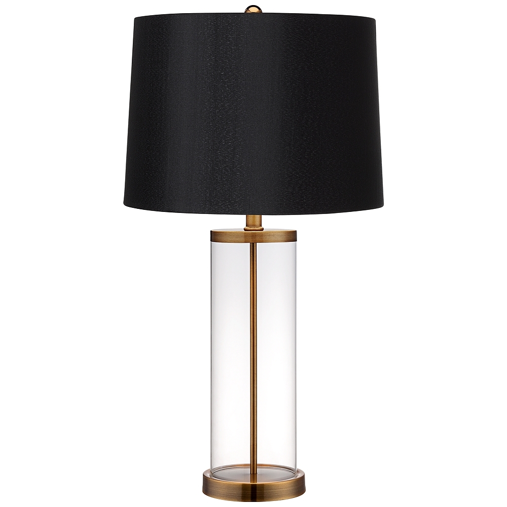 Glass and Gold Cylinder Fillable Table Lamp with Black Shade - Style # 91T48 - Image 0