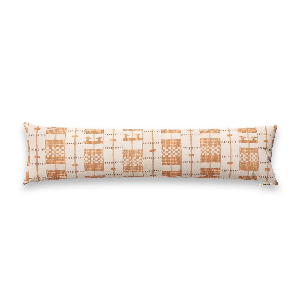 Sand Block Yoruba Pillow by St. Frank | Orange | 48" W x 12" H | Cotton/Silk/Linen - Image 0