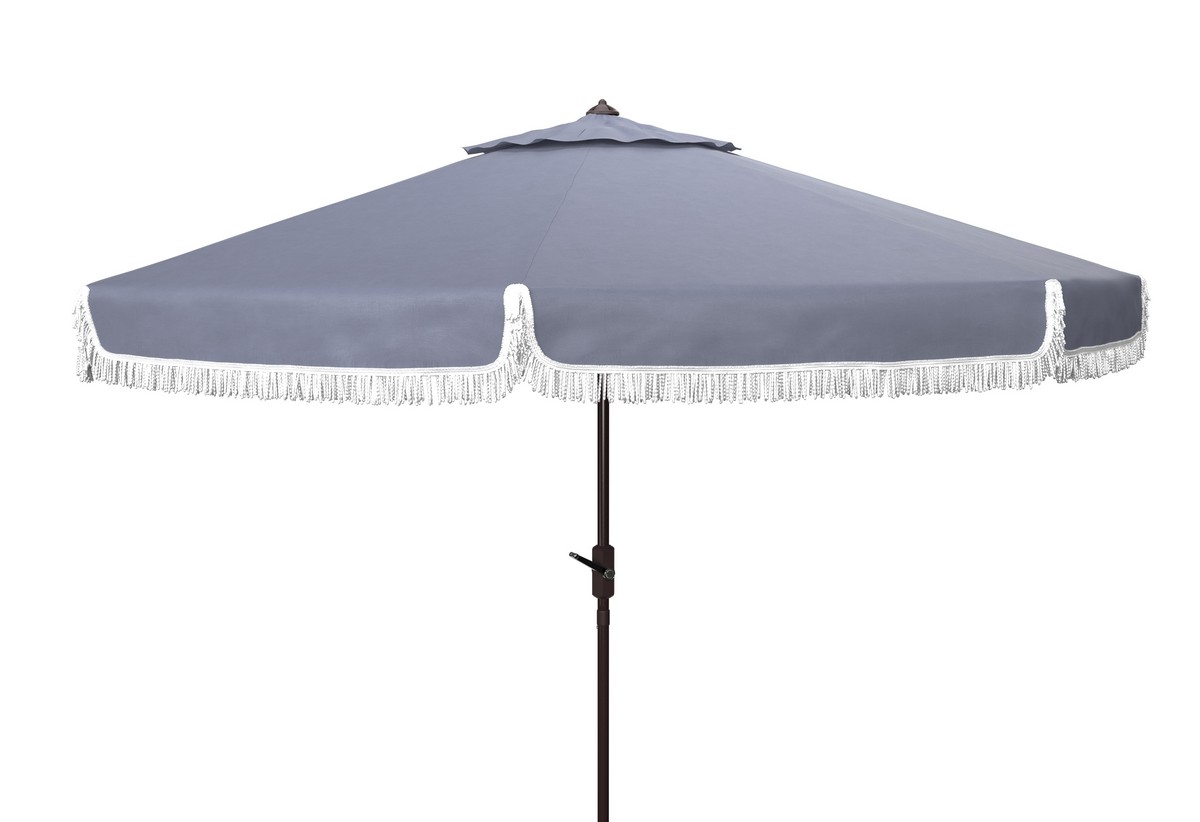 Milan Fringe 11Ft Umbrella - Grey - Safavieh - Image 0