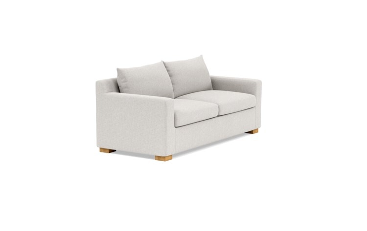 Sloan Sleeper Sleeper Sofa with Beige Pebble Fabric, standard down blend cushions, and Natural Oak legs - Image 1