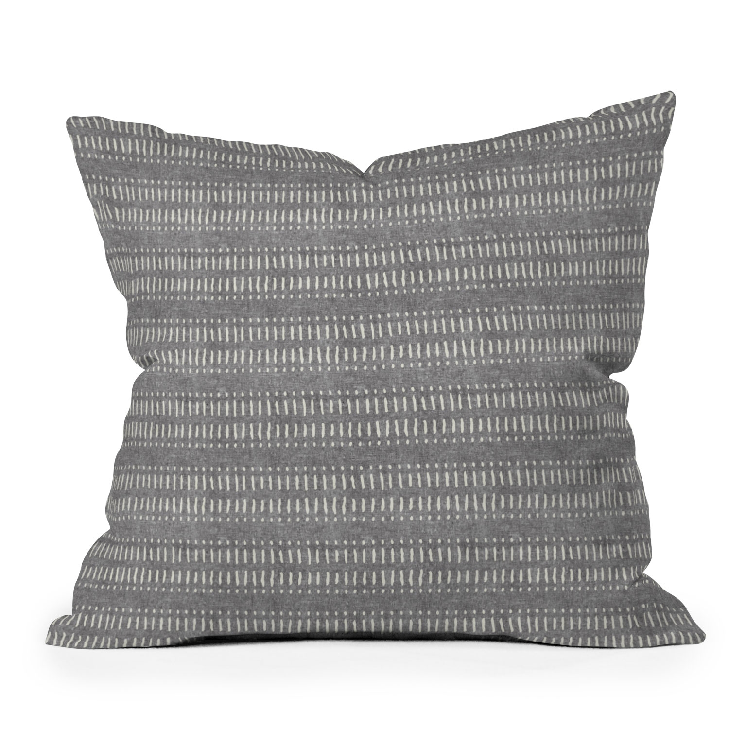 Dash Dot Stripes Stone by Little Arrow Design Co - Outdoor Throw Pillow 20" x 20" - Image 0