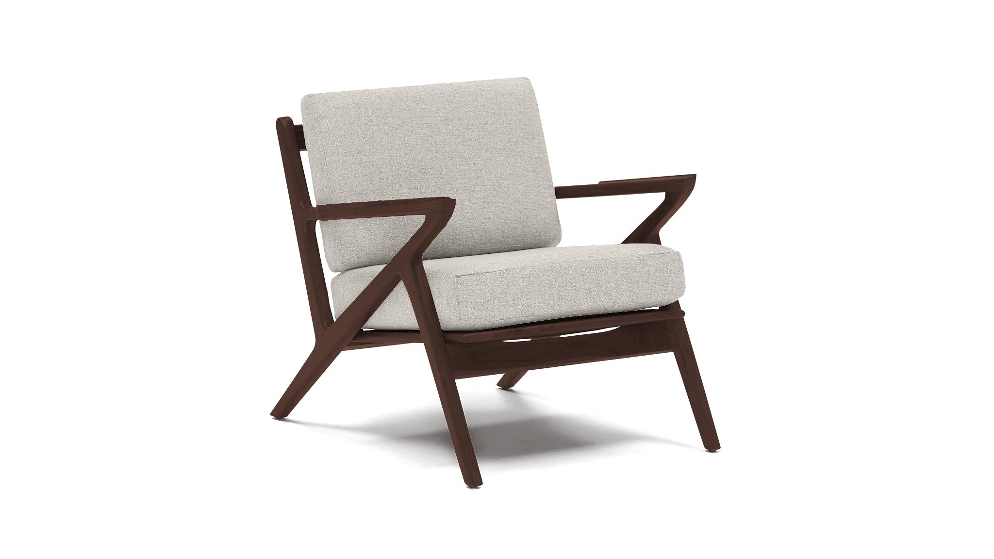 White Soto Mid Century Modern Concave Arm Chair - Tussah Snow - Walnut - Image 0