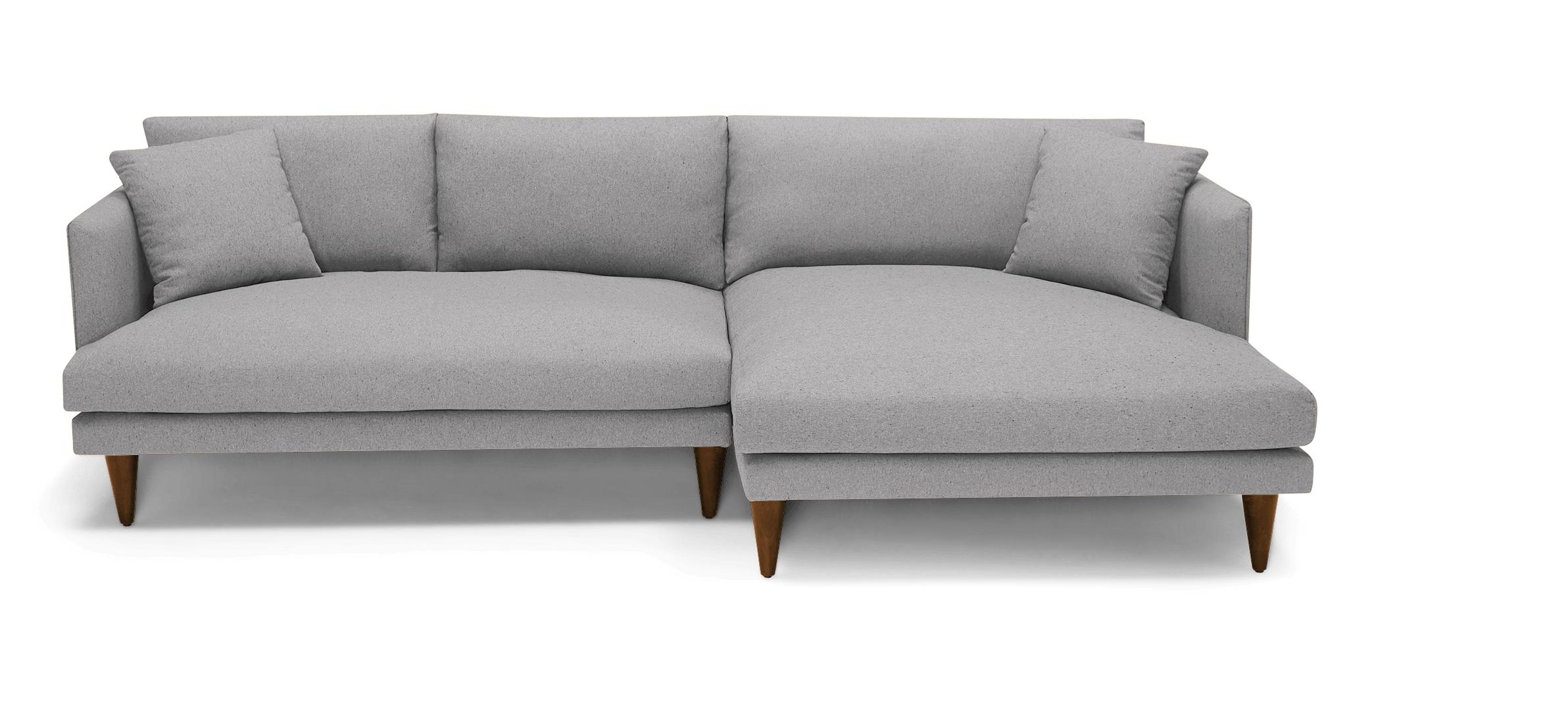 Gray Lewis Mid Century Modern Sectional - Royale Ash - Mocha - Left - Cone - Image 0