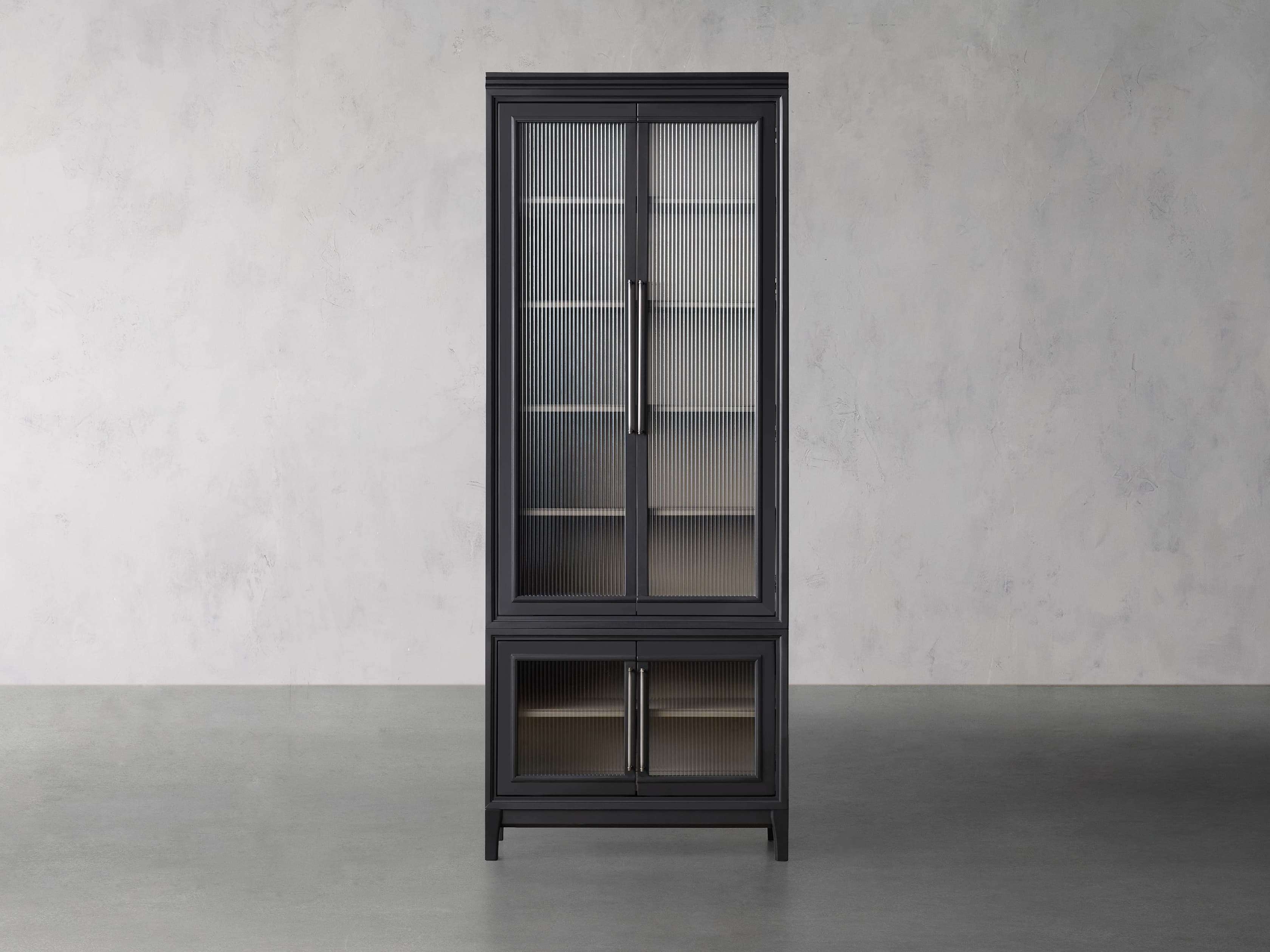 Rowan Modular Stacked Glass Cabinet in Wood Single Black  Scoria  - Image 0