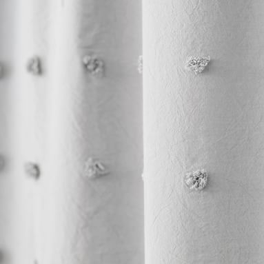 Tufted Pom Shower Curtain &amp; Liner Set, Ivory, One Size - Image 3