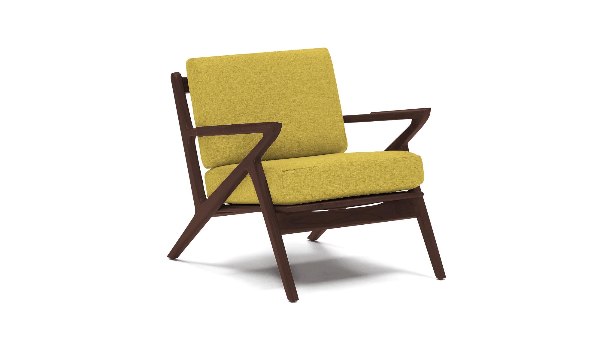 Yellow Soto Mid Century Modern Concave Arm Chair - Taylor Golden - Walnut - Image 1