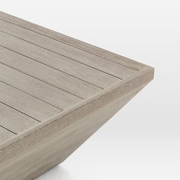 Teak Wood Square Outdoor Coffee Table, Weathered Gray - Image 3
