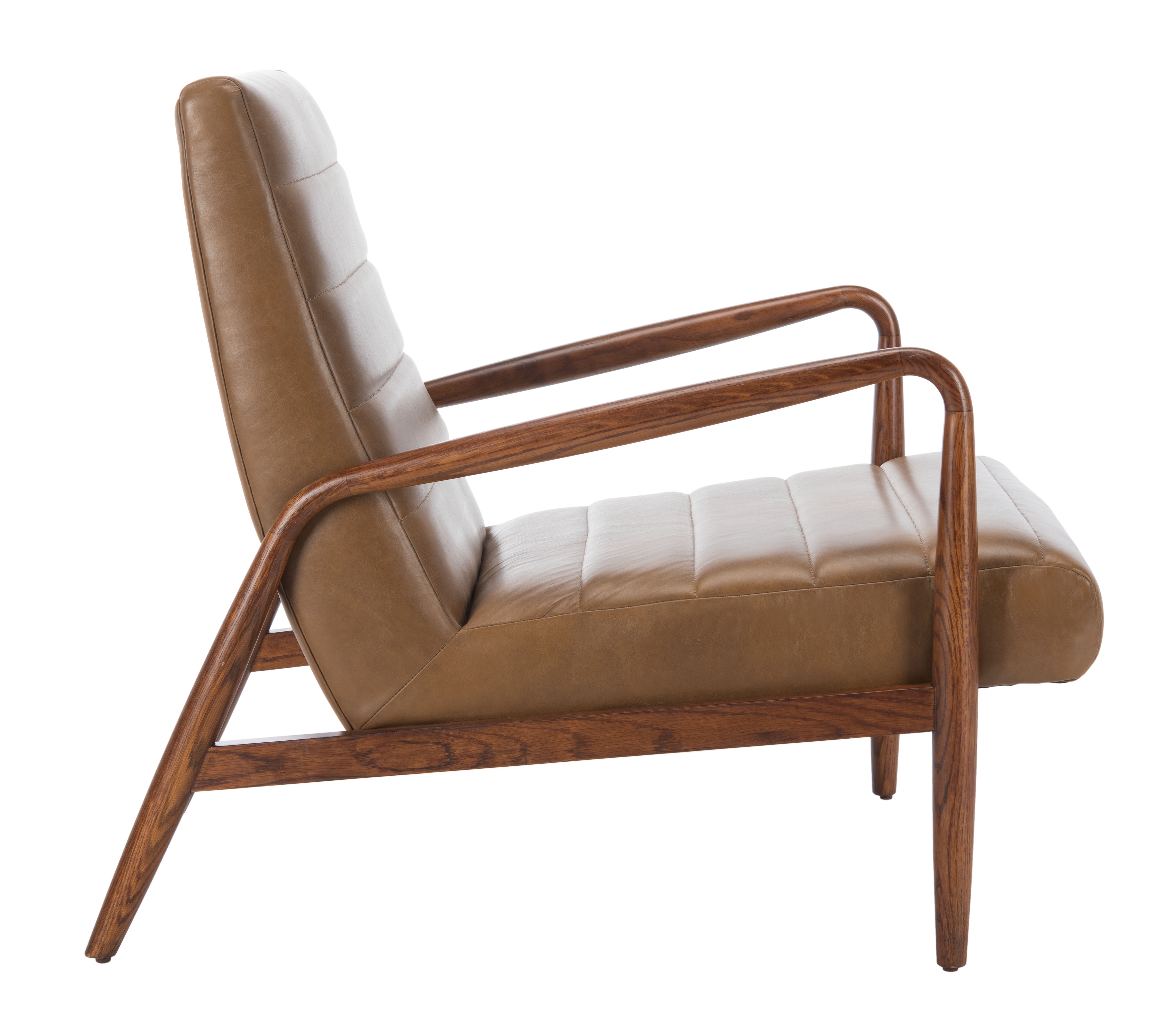 Willow Channel Tufted Arm Chair - Gingerbread/Dark Walnut  - Safavieh - Image 2