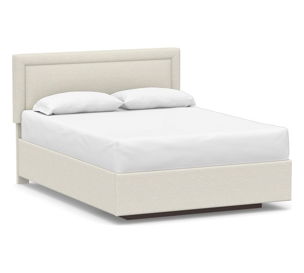Elliot Square Upholstered Headboard with Footboard Storage Platform Bed, Queen, Performance Boucle Oatmeal - Image 0