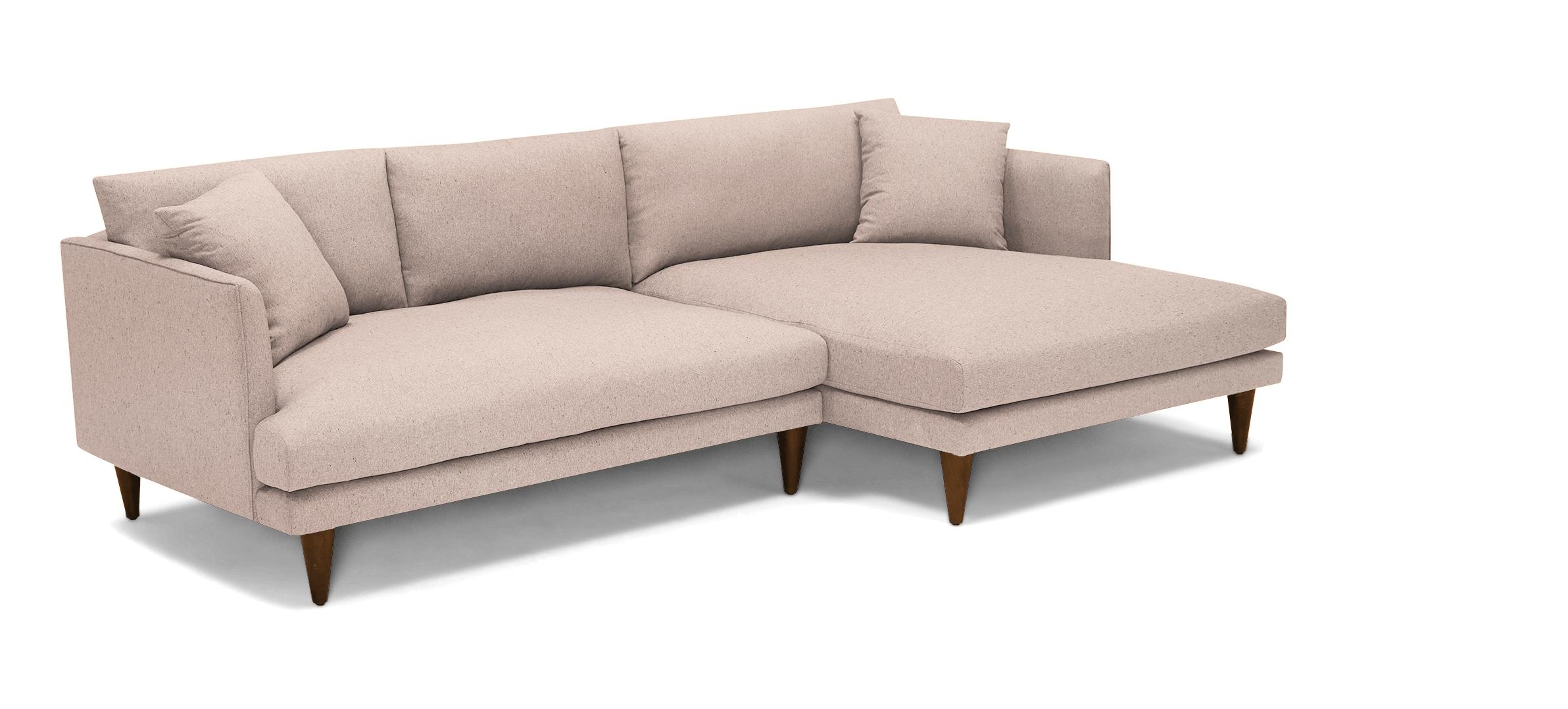 Pink Lewis Mid Century Modern Sectional - Prime Blush - Mocha - Right - Cone - Image 1