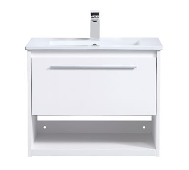 Evanna Single Sink Floating Vanity Cabinet, 1 Drawer, White, 24" - Image 0