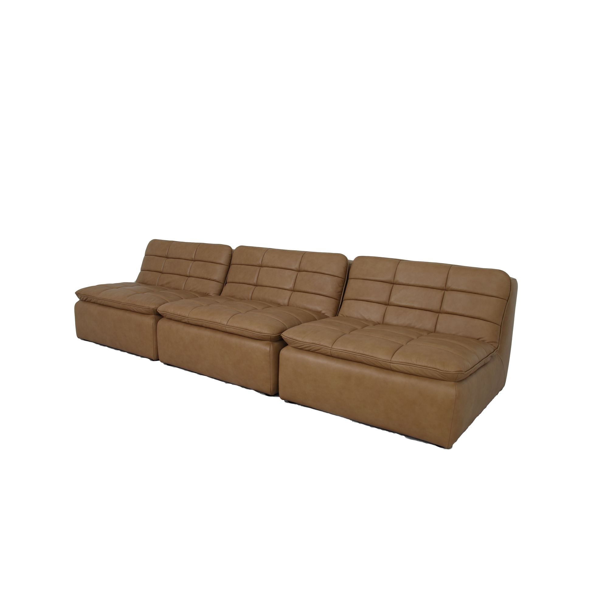 Lino Armless Modular Sofa Tan Leather - Image 1