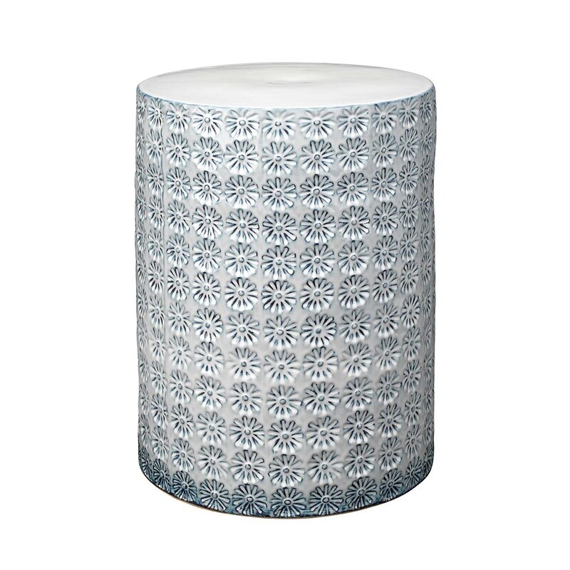 Wildflower Side Table Table Top Color: White/Blue, Table Base Color: White/Blue - Image 0