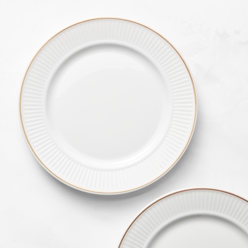 Pillivuyt Plisse Gold Salad Plates, Set of 4, Gold Rim - Image 0