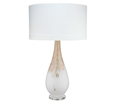 Cole Table Lamp, Gold Ombre Glass and White Silk - Image 0