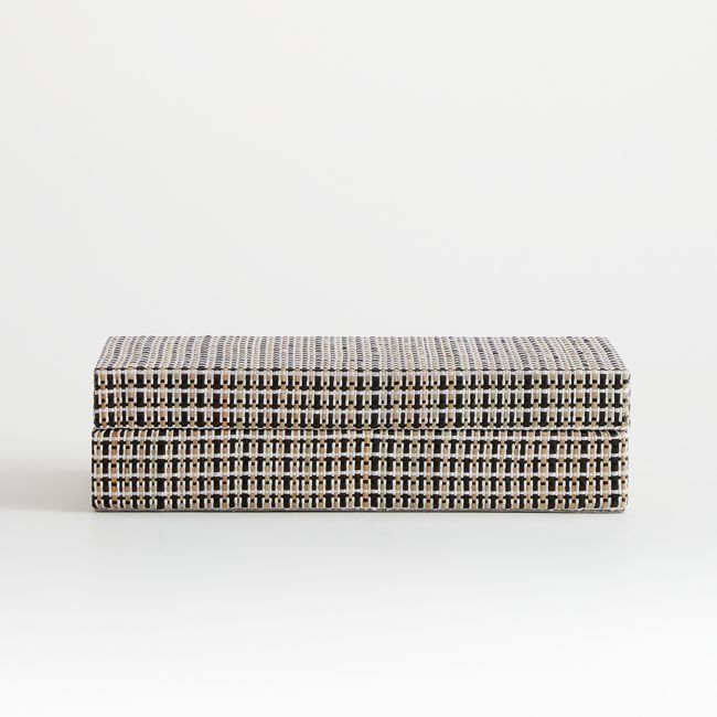 Jolie Small White and Natural Woven Box - Image 0
