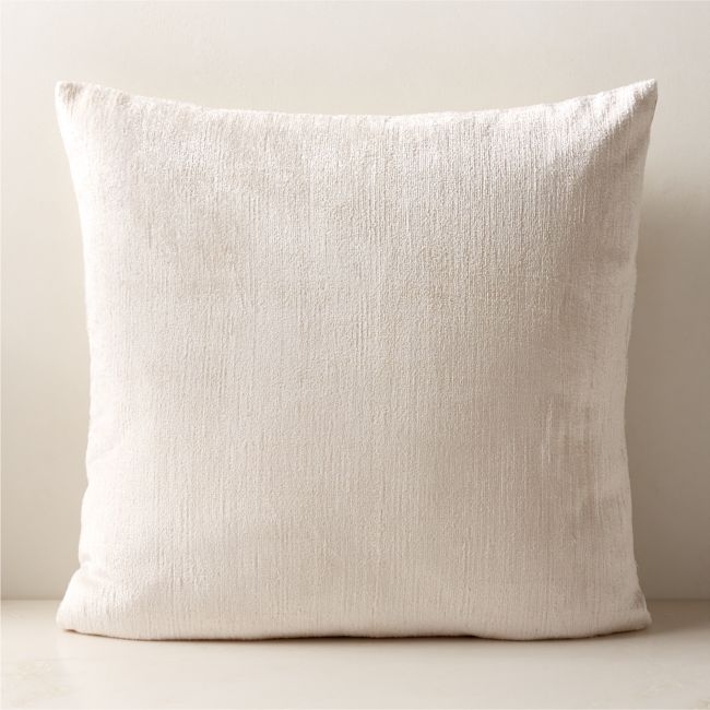 Truette White Turkish Silk Throw Pillow with Feather-Down Insert 23''x23" - Image 0