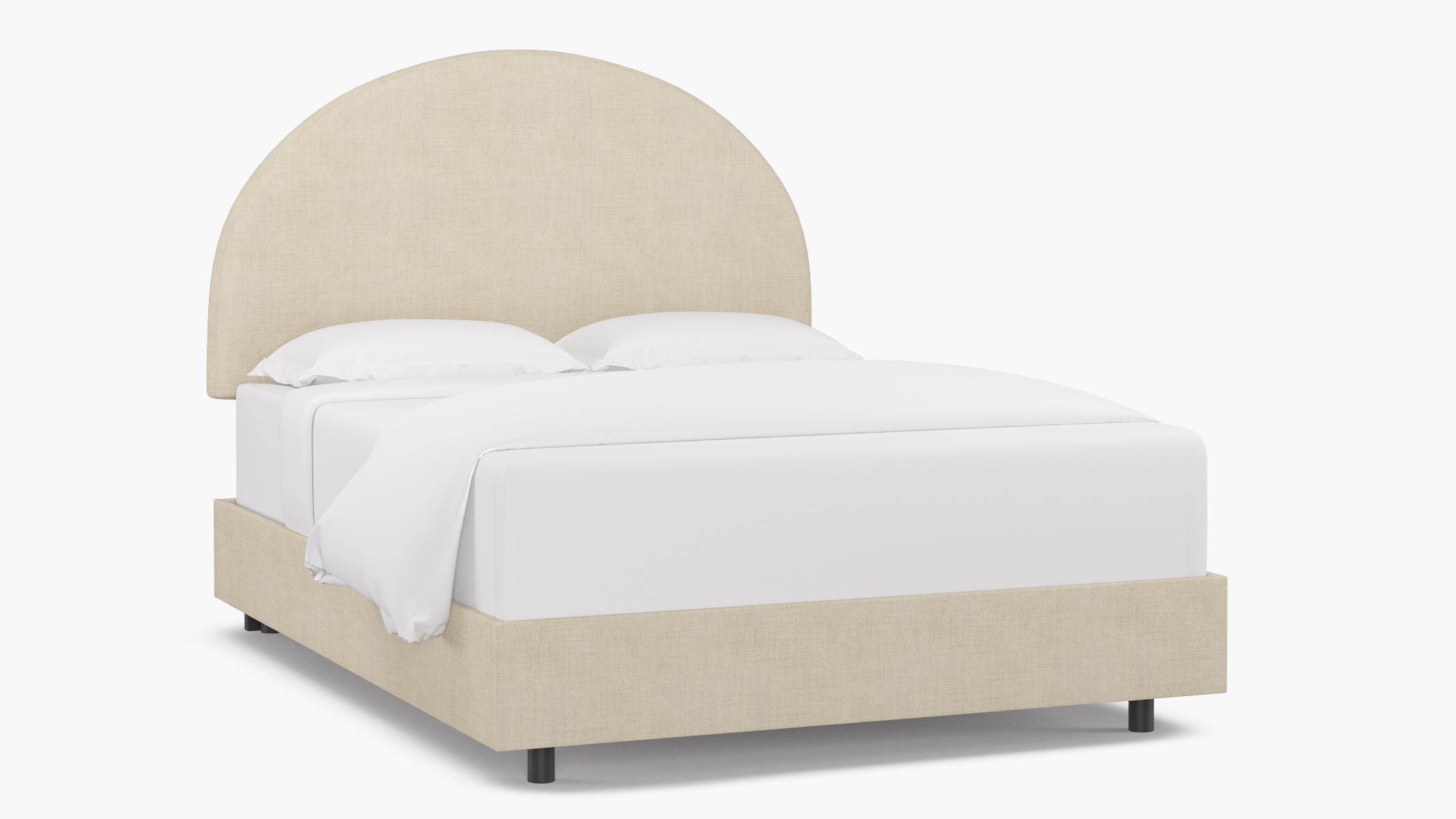 Arched Back Bed, Talc Everyday Linen, Queen - Image 0