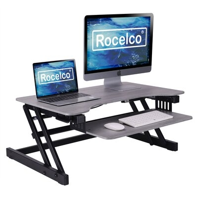 Rocelco Large Retractable Keyboard Tray Height Adjustable Standing Desk Converter - Image 0