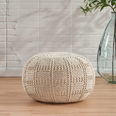 Guion 20'' Wide Round Pouf Ottoman, Ivory - Image 1