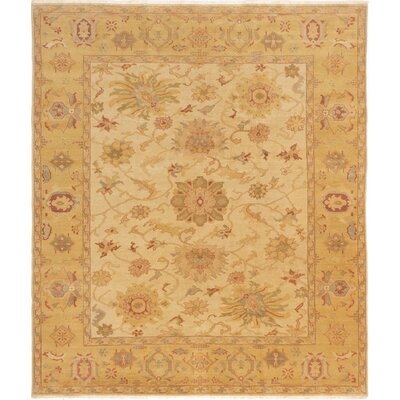 One-of-a-Kind Hovis Hand-Knotted 2010s Ushak Cream/Green 8'4" x 9'9" Wool Area Rug - Image 0