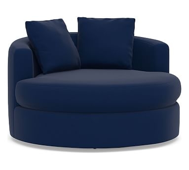 Balboa Upholstered Grand Swivel Armchair, Polyester Wrapped Cushions, Performance Everydayvelvet(TM) Navy - Image 0