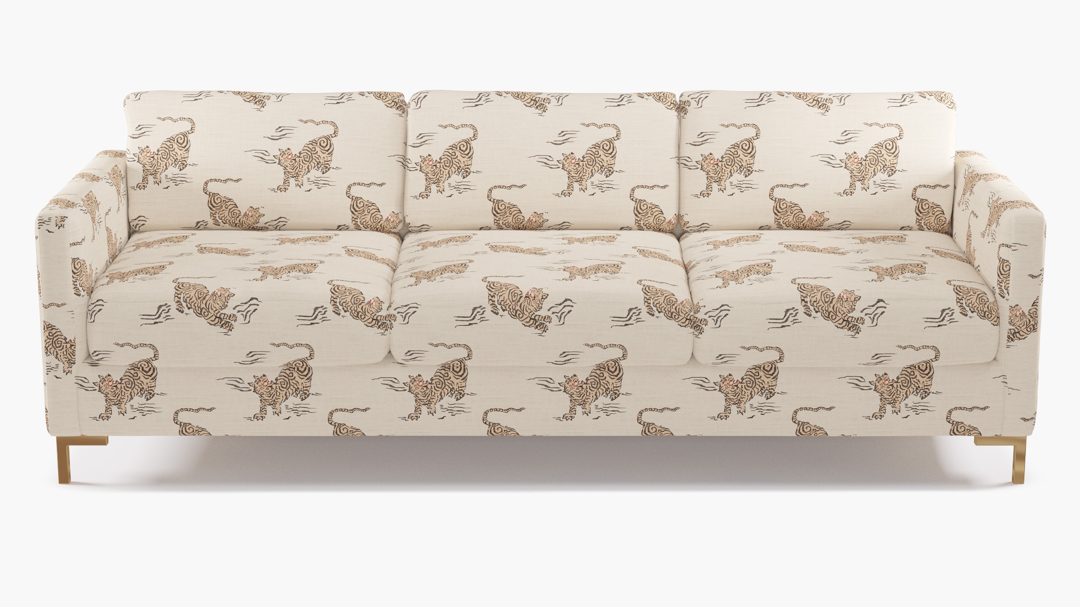 Modern Sofa, Canvas Tigresse, Brass L Leg - Image 0