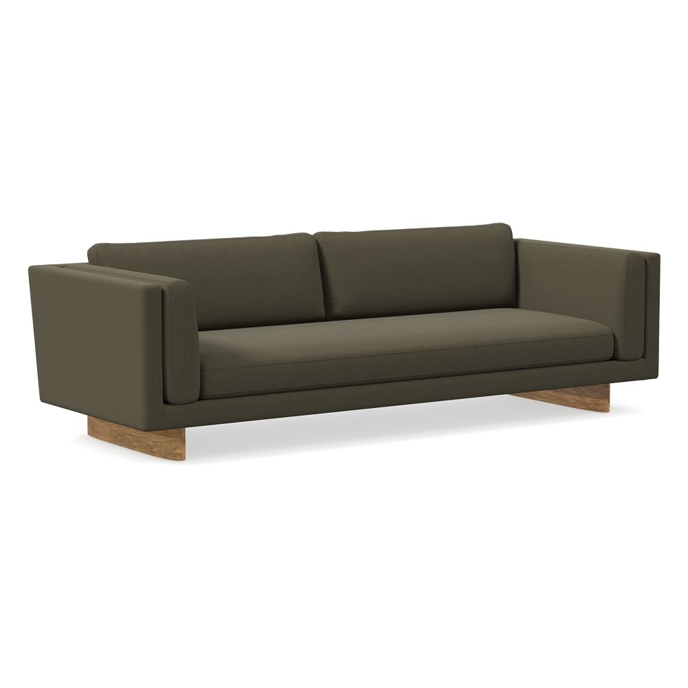 Open Box: Anton 96" Sofa, Performance Velvet, Dark Olive, Burnt Wax - Image 0