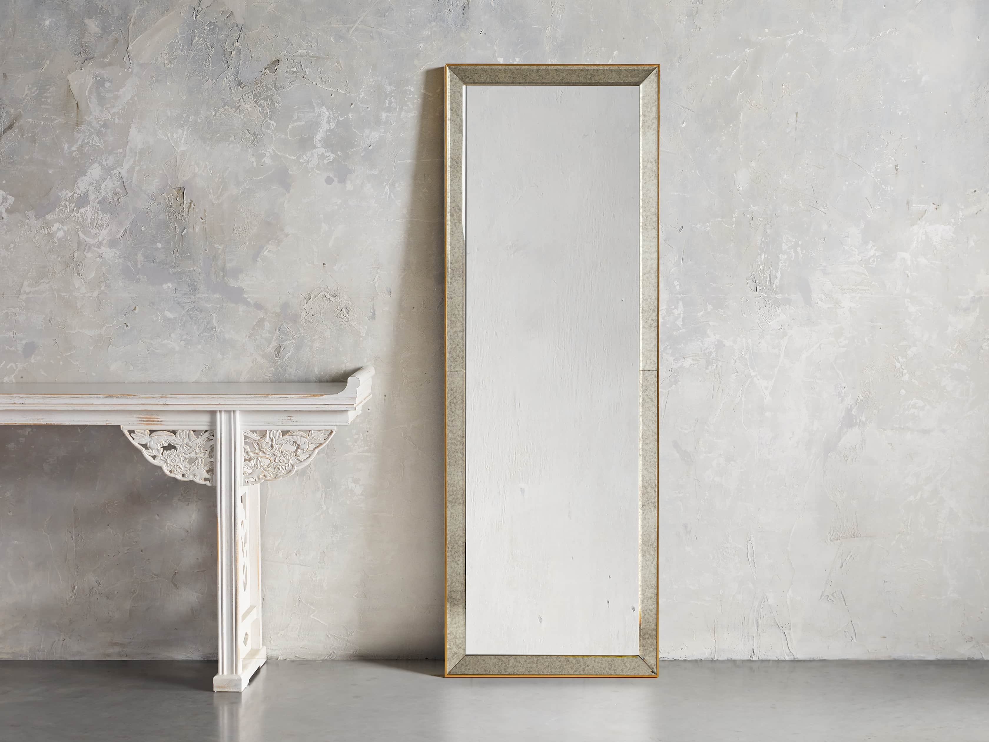 Maison Narrow Floor Mirror in Gold Glass - Image 0