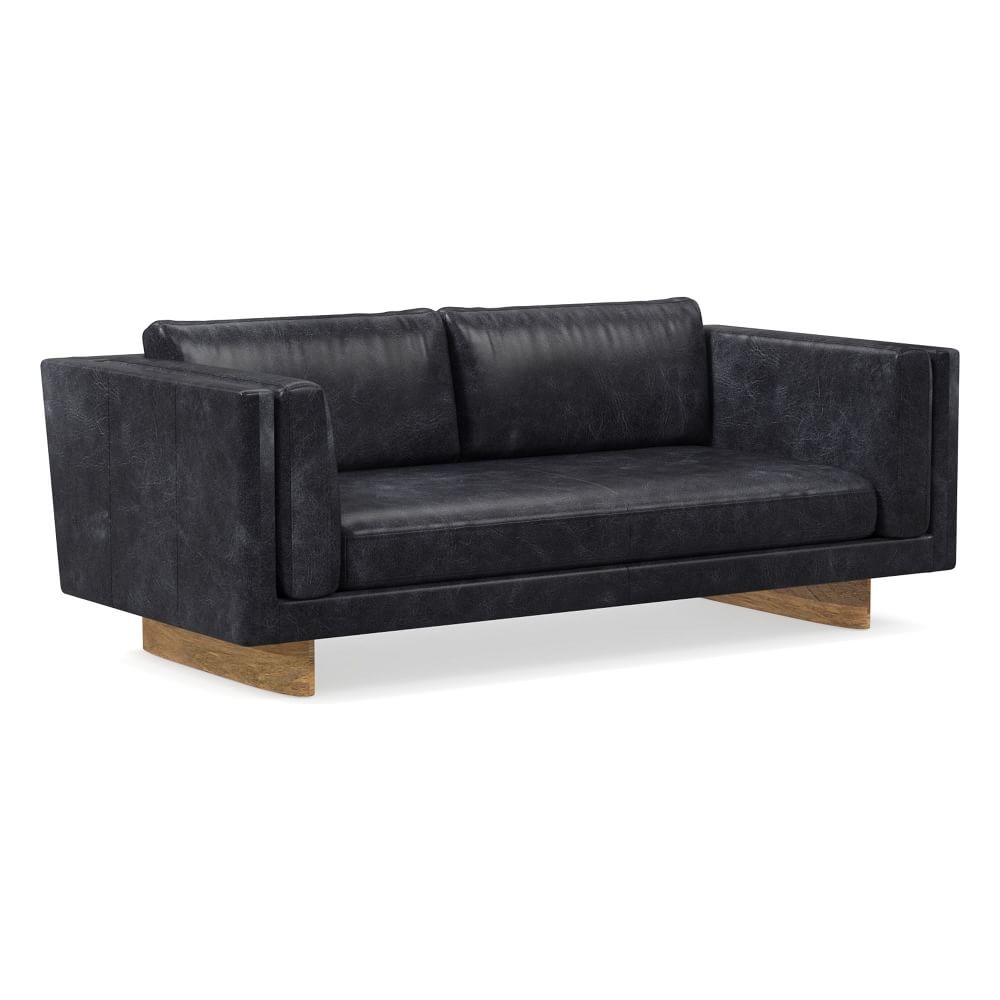 Anton 76" Sofa, Sierra Leather, Licorice, Burnt Wax - Image 0