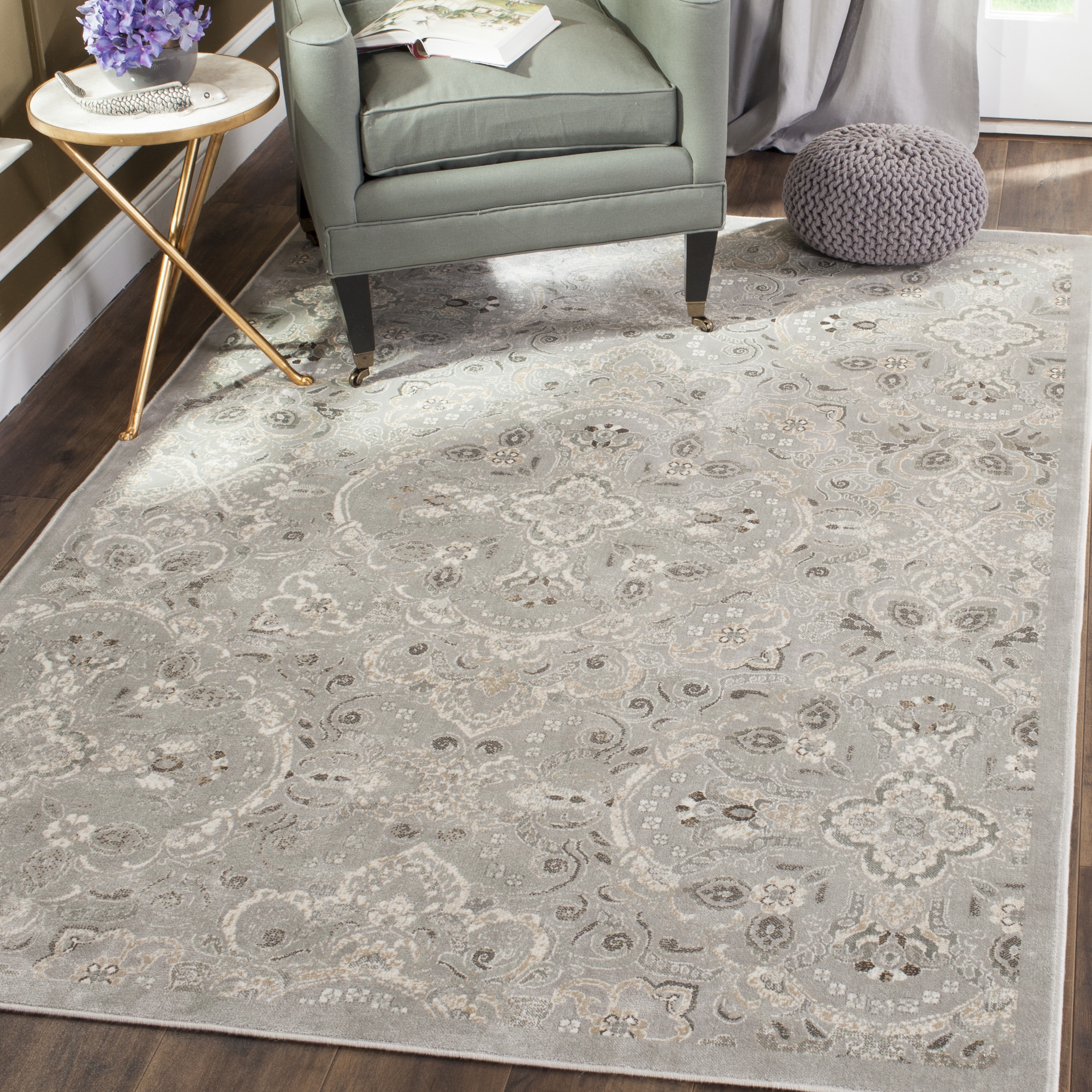 Arlo Home Woven Area Rug, PEG614Q, Silver/Beige,  6' 7" X 9' 6" - Image 1