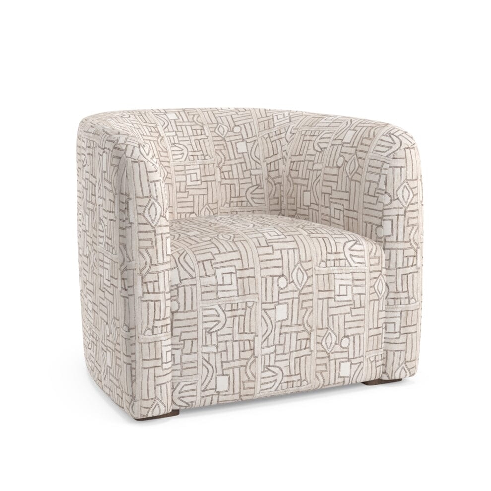 Ecru Maze Kuba Cloth Esther Accent Chair by St. Frank | Brown | 36"W x 34"D x 30"HSeat - Image 1