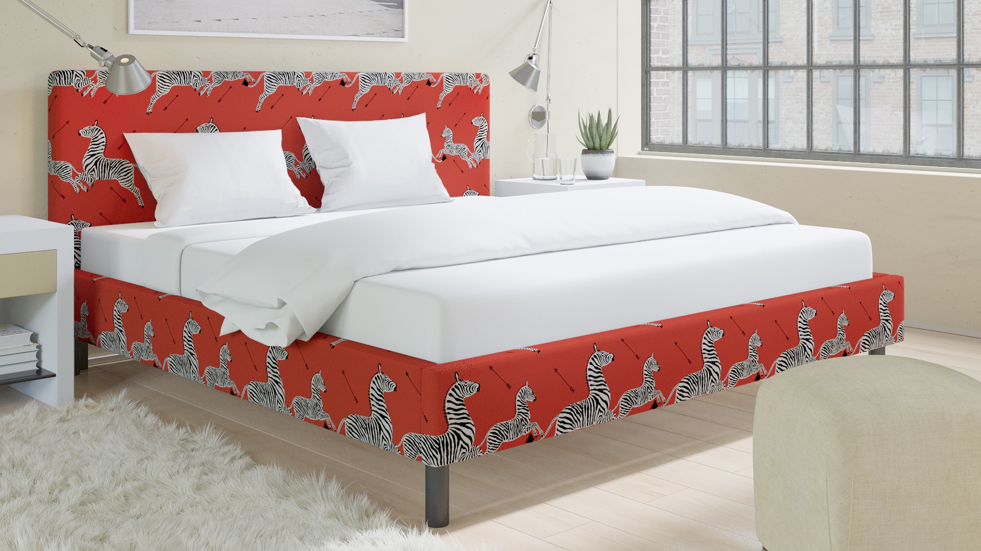 Tailored Platform Bed, Coral Zebra, King - Image 2
