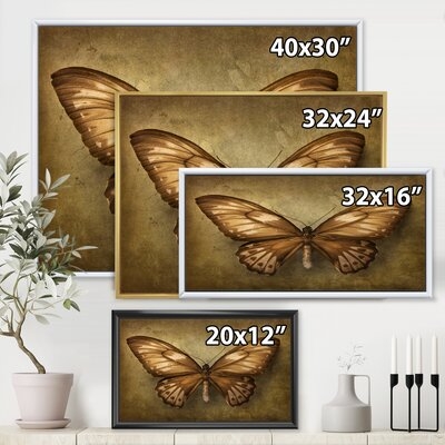 Vintage Butterfly In Earth Tones - Vintage Canvas Wall Art Print - Image 0