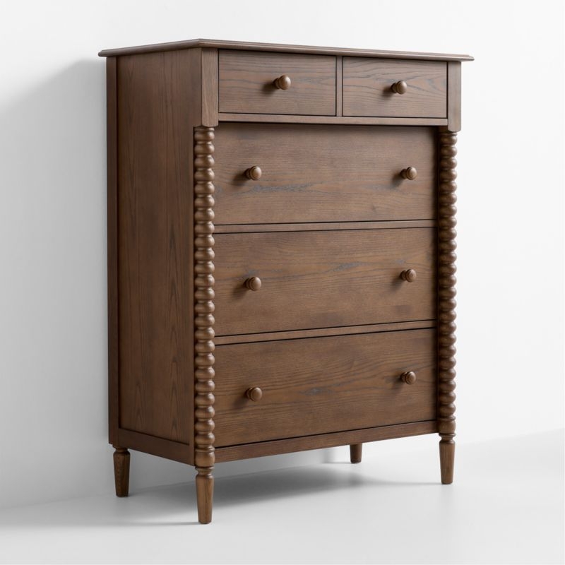 Jenny Lind Deep Brown Wood Tall 7-Drawer Kids Dresser - Image 1