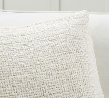 Ivy Linen Textured Pillow Cover, 22 x 22", Ivory - Image 1