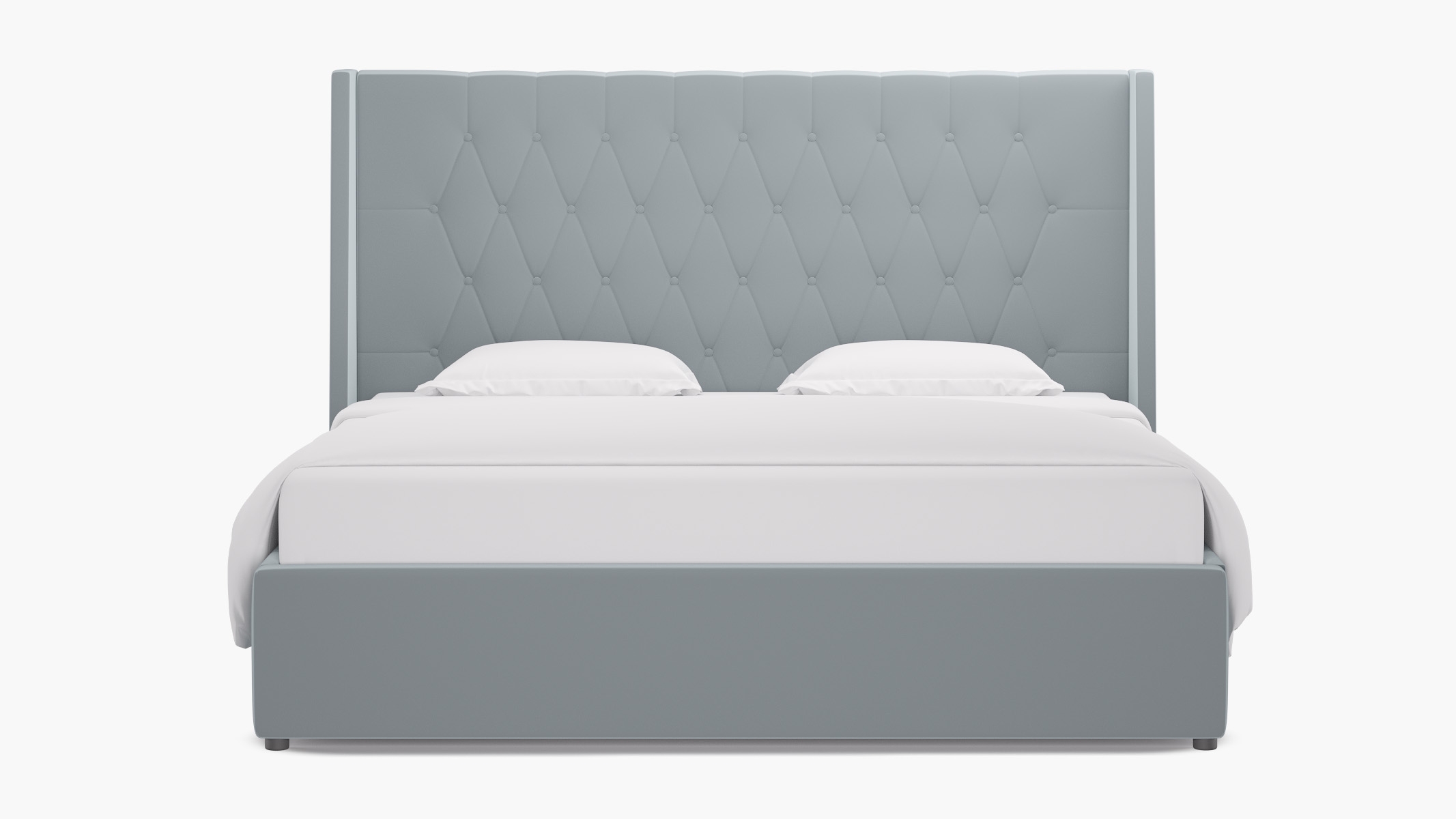 Tufted Wingback Bed, Sterling Performance Velvet, King - Image 0