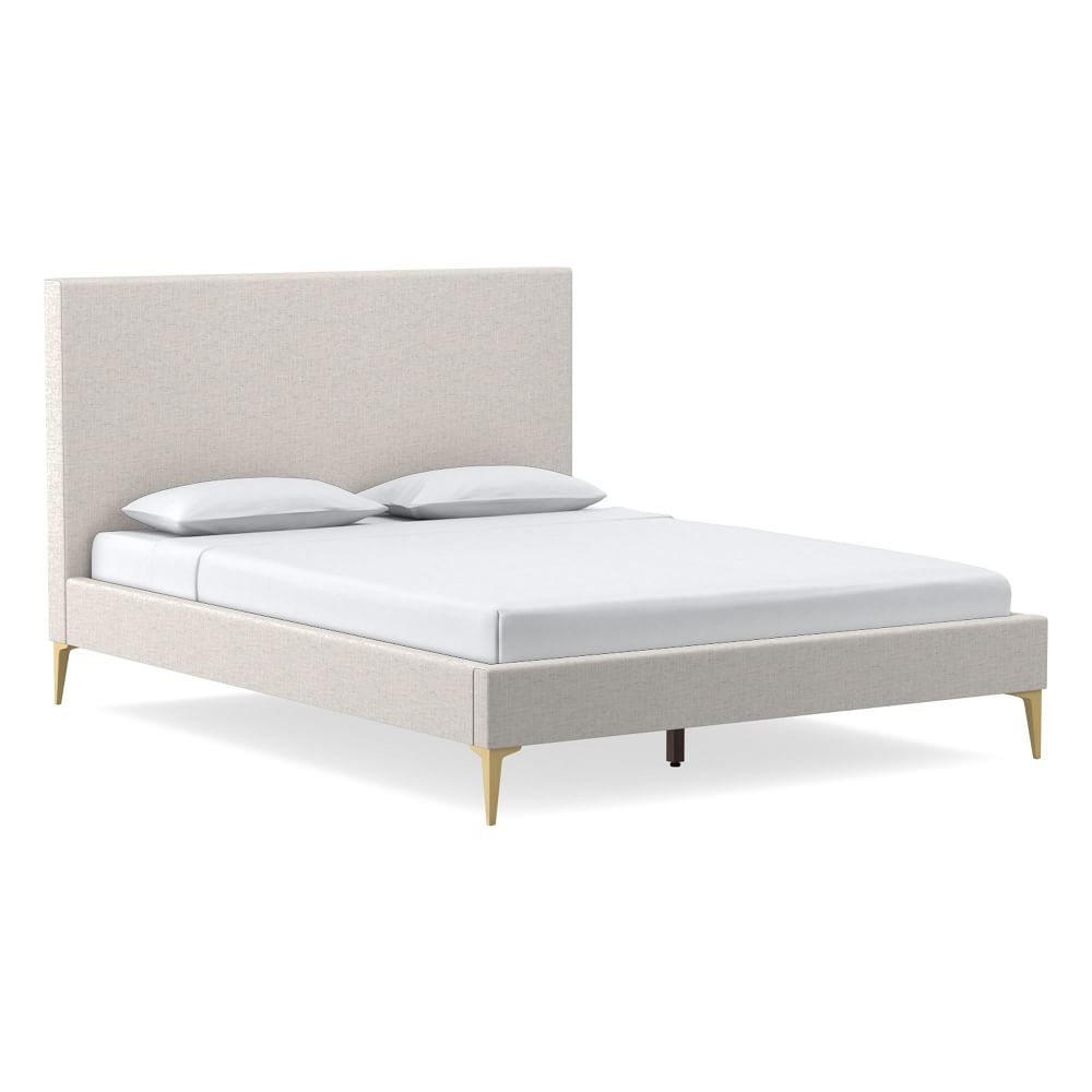 Emmett No Tufting Bed, Full, PCL, White, Andes Leg, Light Bronze - Image 1