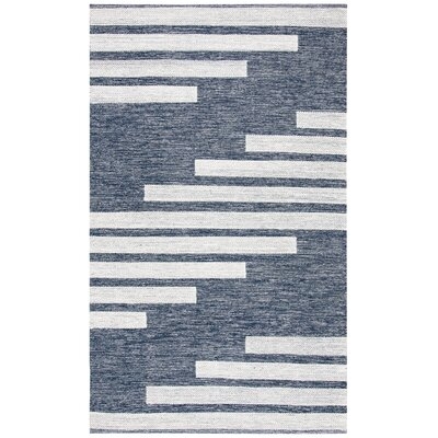 Alexio Striped Handwoven Wool/Cotton Navy Area Rug - Image 0