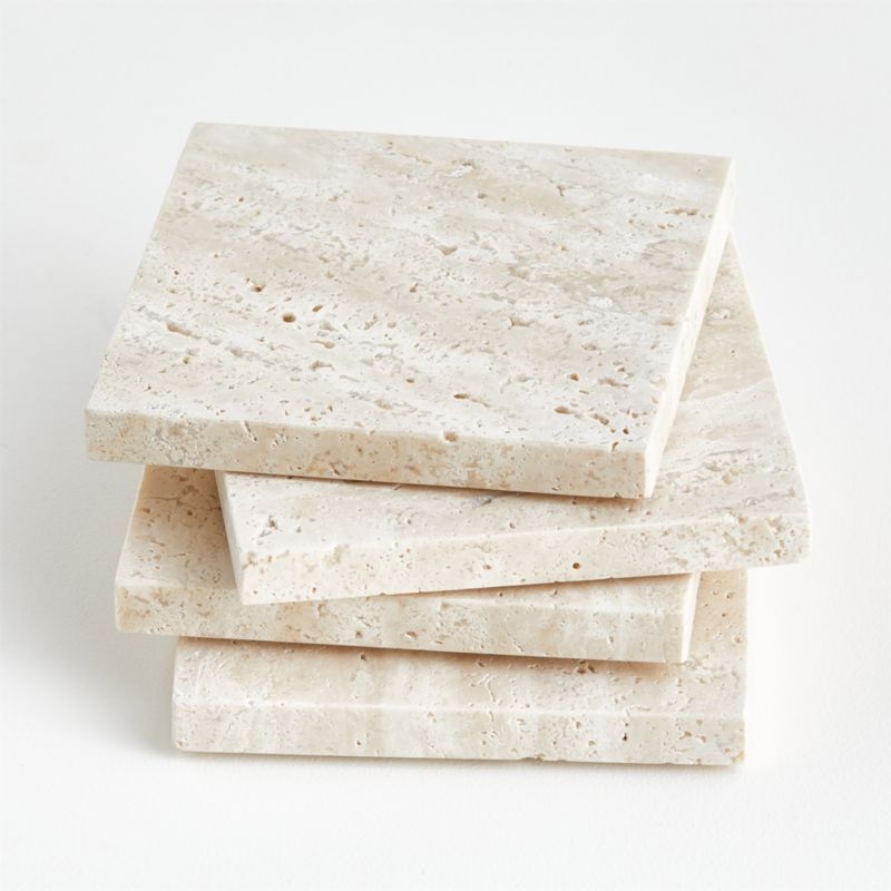 Travertine Coasters, Set of 4 - Image 1