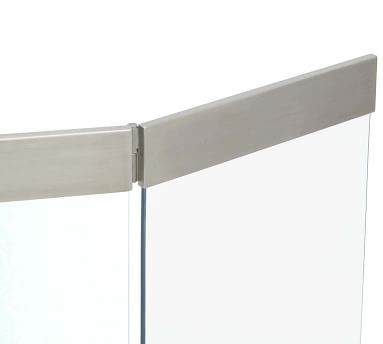 Modern Glass Tri-Panel Firescreen, Brass - Image 2