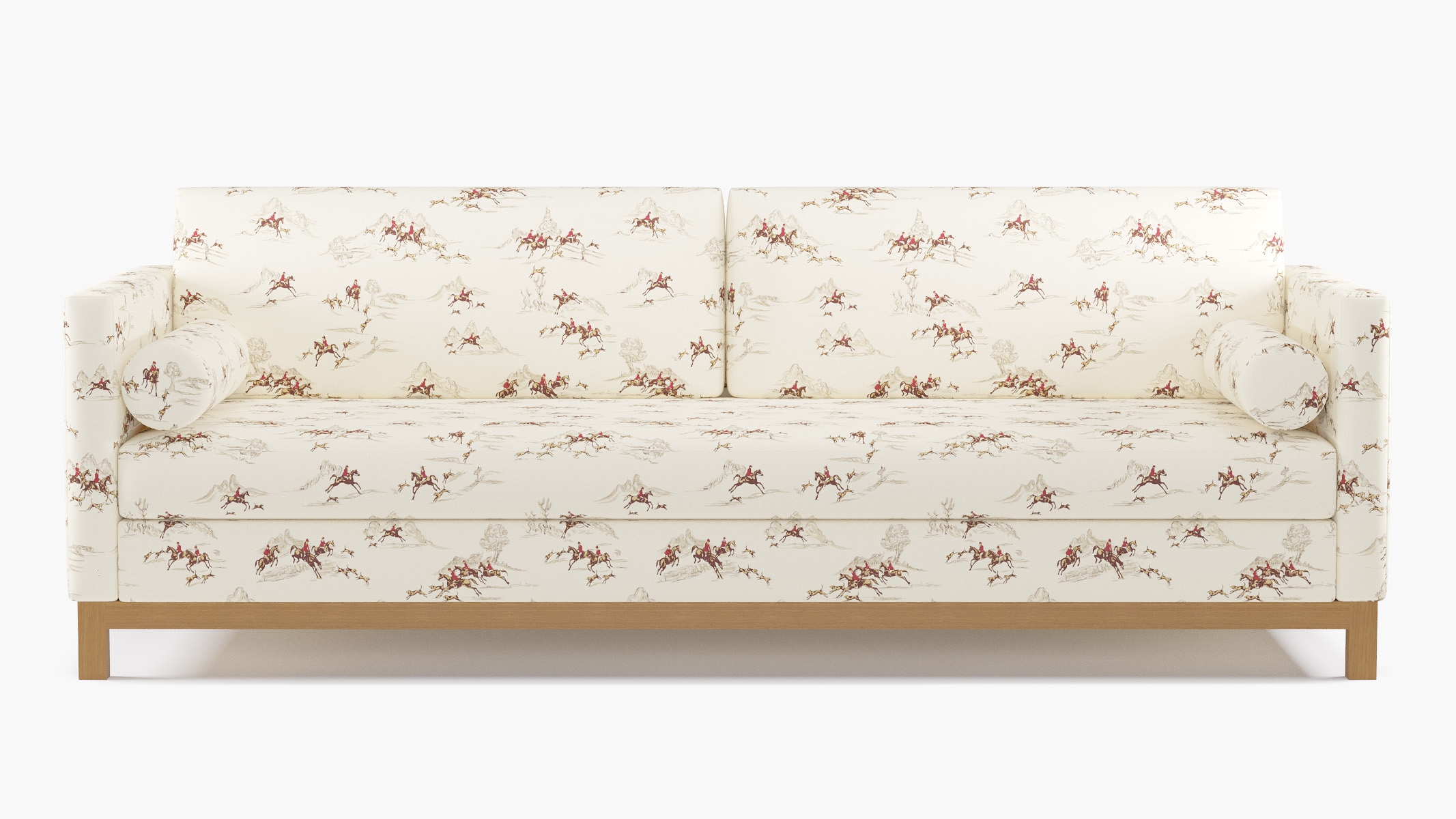 Tailored Tuxedo Sofa, Red Cotswold Hunt, Natural Wood Rail - Image 0