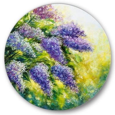 Lilac Tree In The Garden Impressionism - Traditional Metal Circle Wall Art - Image 0