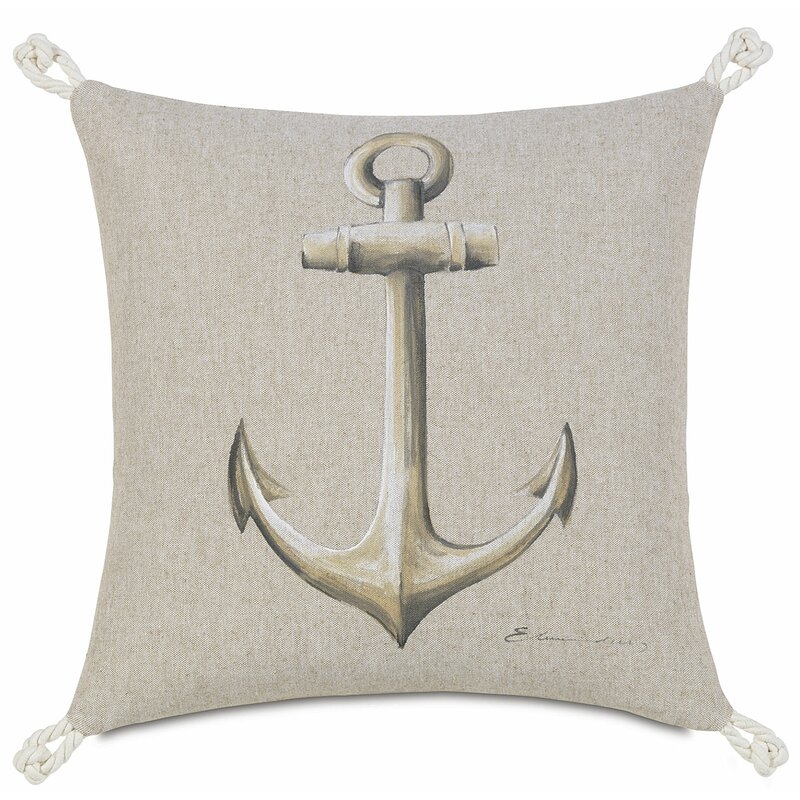 Eastern Accents Ryder Hand-Painted Anchor Throw Pillow Cover & Insert - Image 0